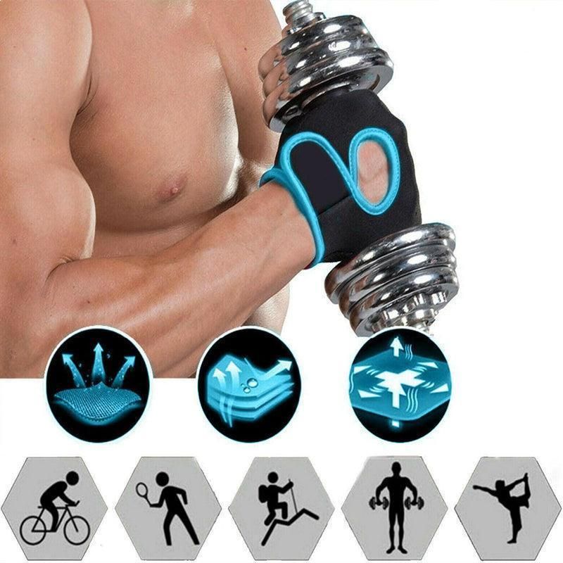 M Size Sports Gloves Weight Lifting Exercise Training Workout Bike Riding Men Women - Black+Grey