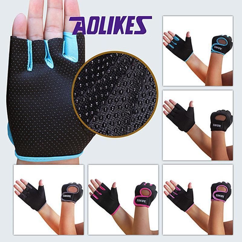 M Size Sports Gloves Weight Lifting Exercise Training Workout Bike Riding Men Women - Black+Grey