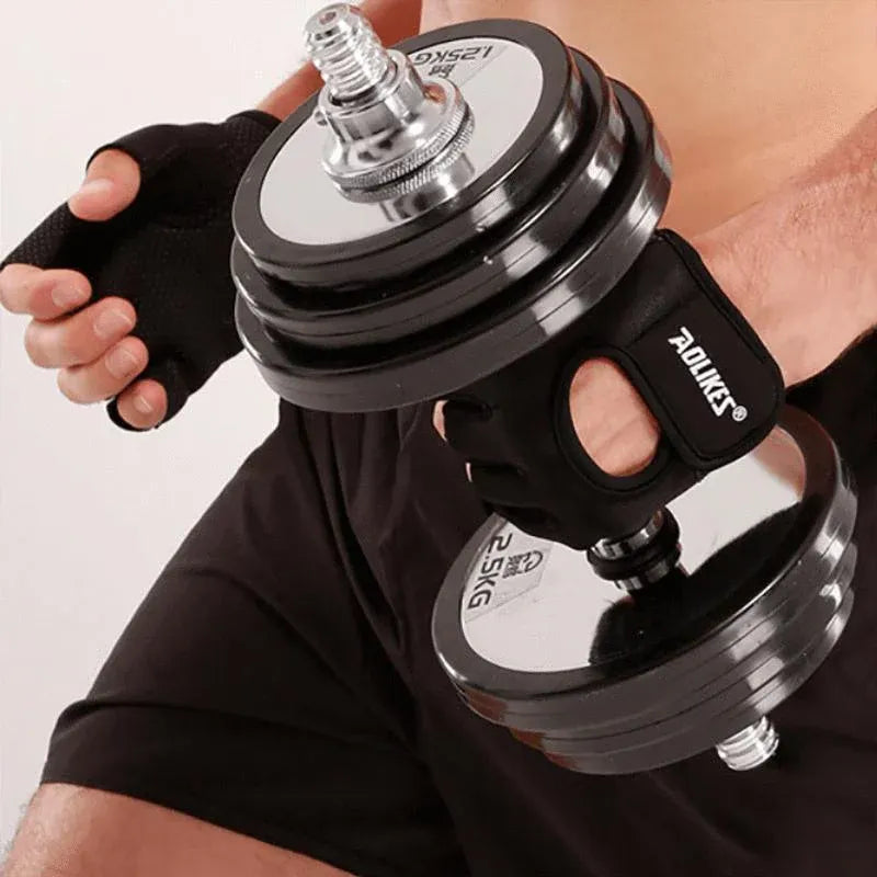 M Size Sports Gloves Weight Lifting Exercise Training Workout Bike Riding Men Women - Black+Grey