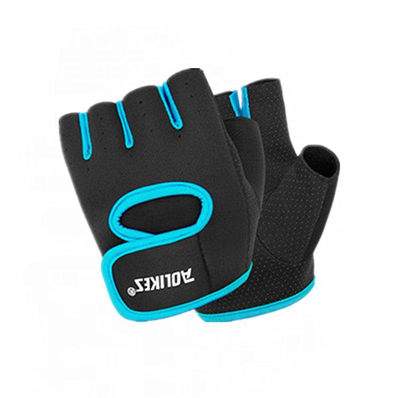 L Size Aolikes Sports Gloves Weight Lifting Exercise Training Workout Bike Riding - Black+Grey