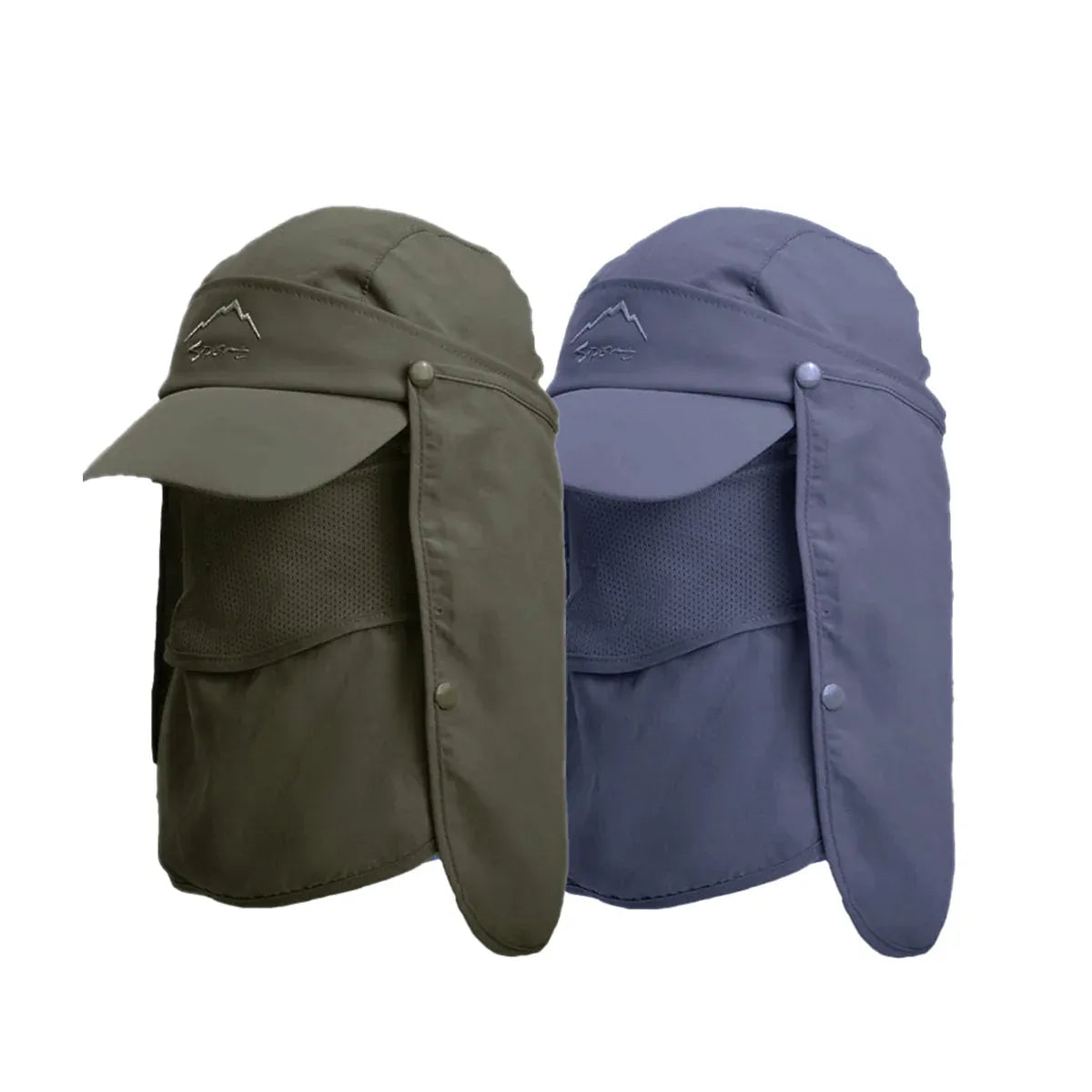 Unisex Face Neck Flap Hat Wide Brim Cap Hiking Fishing Sun Protection Outdoor - Army Green