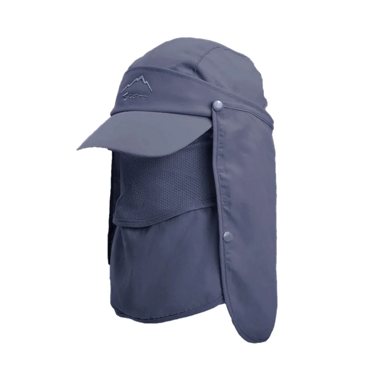 Unisex Face Neck Flap Hat Wide Brim Cap Hiking Fishing Sun Protection Outdoor - Dark Grey