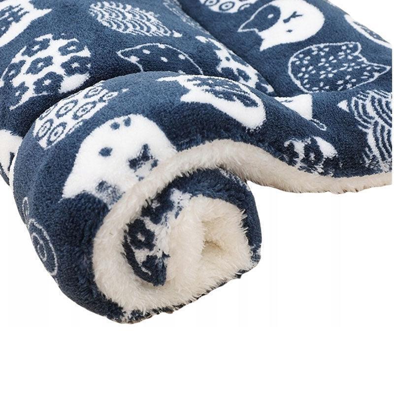 S Size Puppy Dog Cat Cushion Mattress Blanket Bed Soft Warm Pet Pad Winter Kennel House - Navy Cat