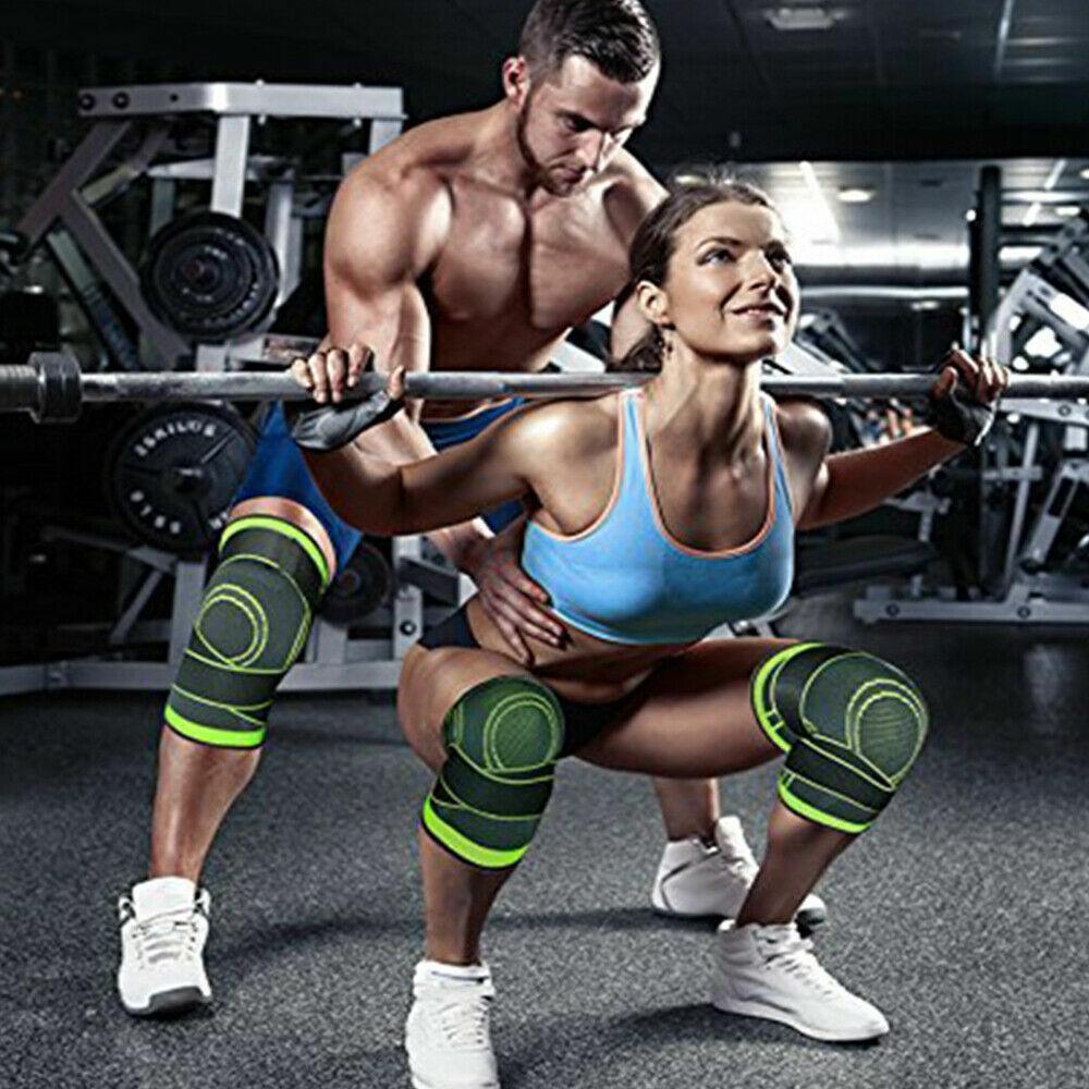 3D Weaving Knee Brace Breathable Sleeve Support Running Jogging Joint Pain Leg Green - Green-S