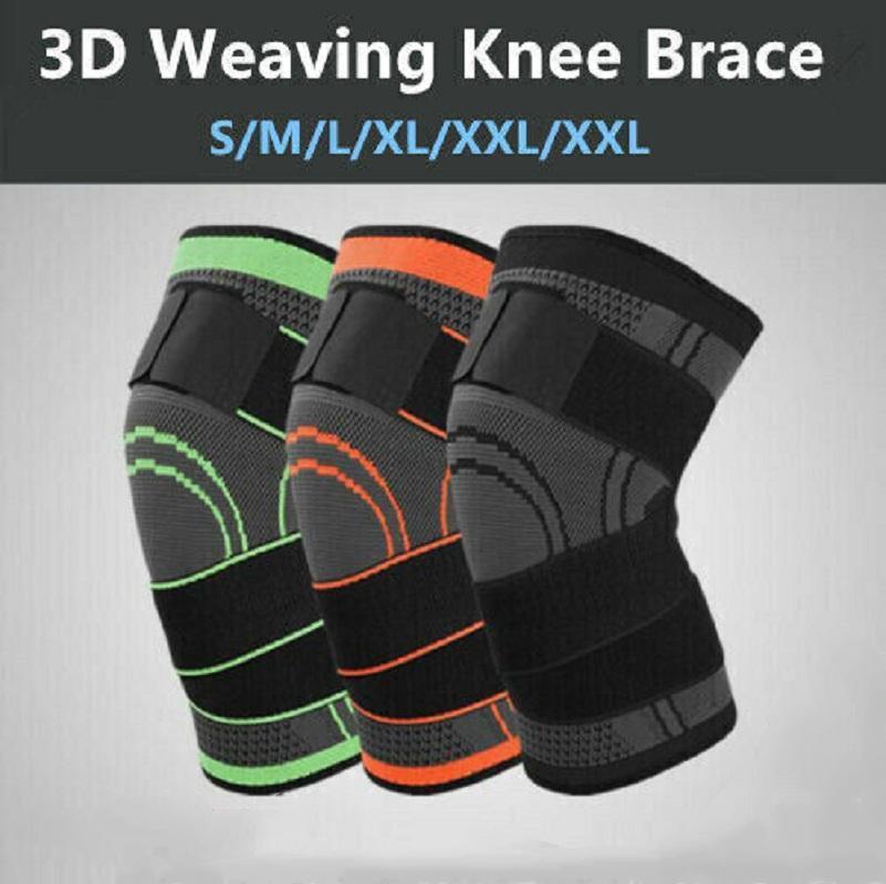 3D Weaving Knee Brace Breathable Sleeve Support Running Jogging Joint Pain Leg Green - Green-L