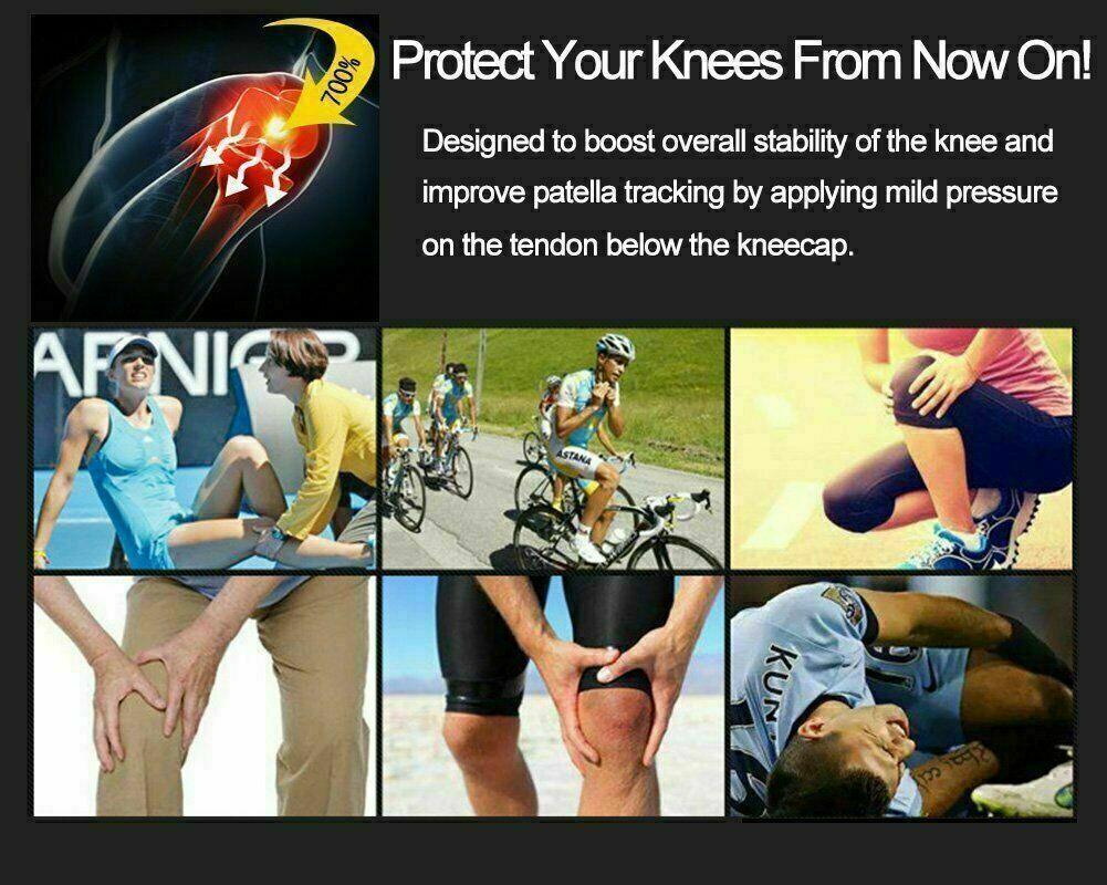 Aolikes Knee Strap Patella Jumper Gel Runner Tennis Sports Brace Support - Black