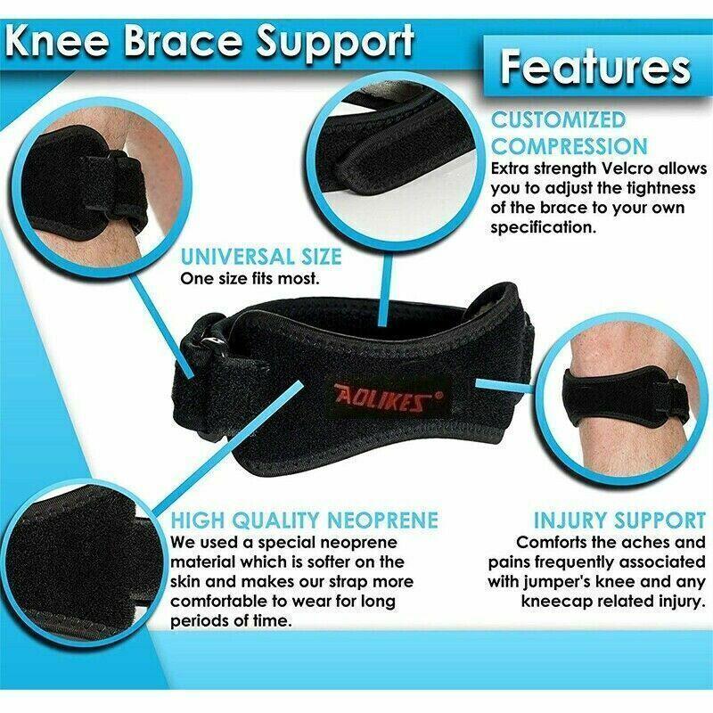 Aolikes Knee Strap Patella Jumper Gel Runner Tennis Sports Brace Support - Red