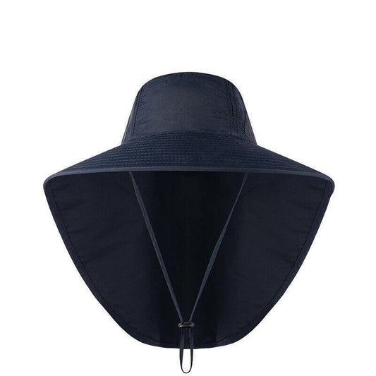 1x Neck Flap Cap Unisex Outdoor Sport Fishing Hat Sun Protection Wide Brim Cover - Navy