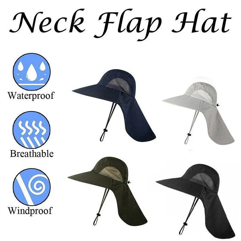 1x Neck Flap Cap Unisex Outdoor Sport Fishing Hat Sun Protection Wide Brim Cover - Purple