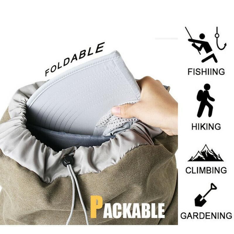 1x Neck Flap Cap Unisex Outdoor Sport Fishing Hat Sun Protection Wide Brim Cover - Khaki