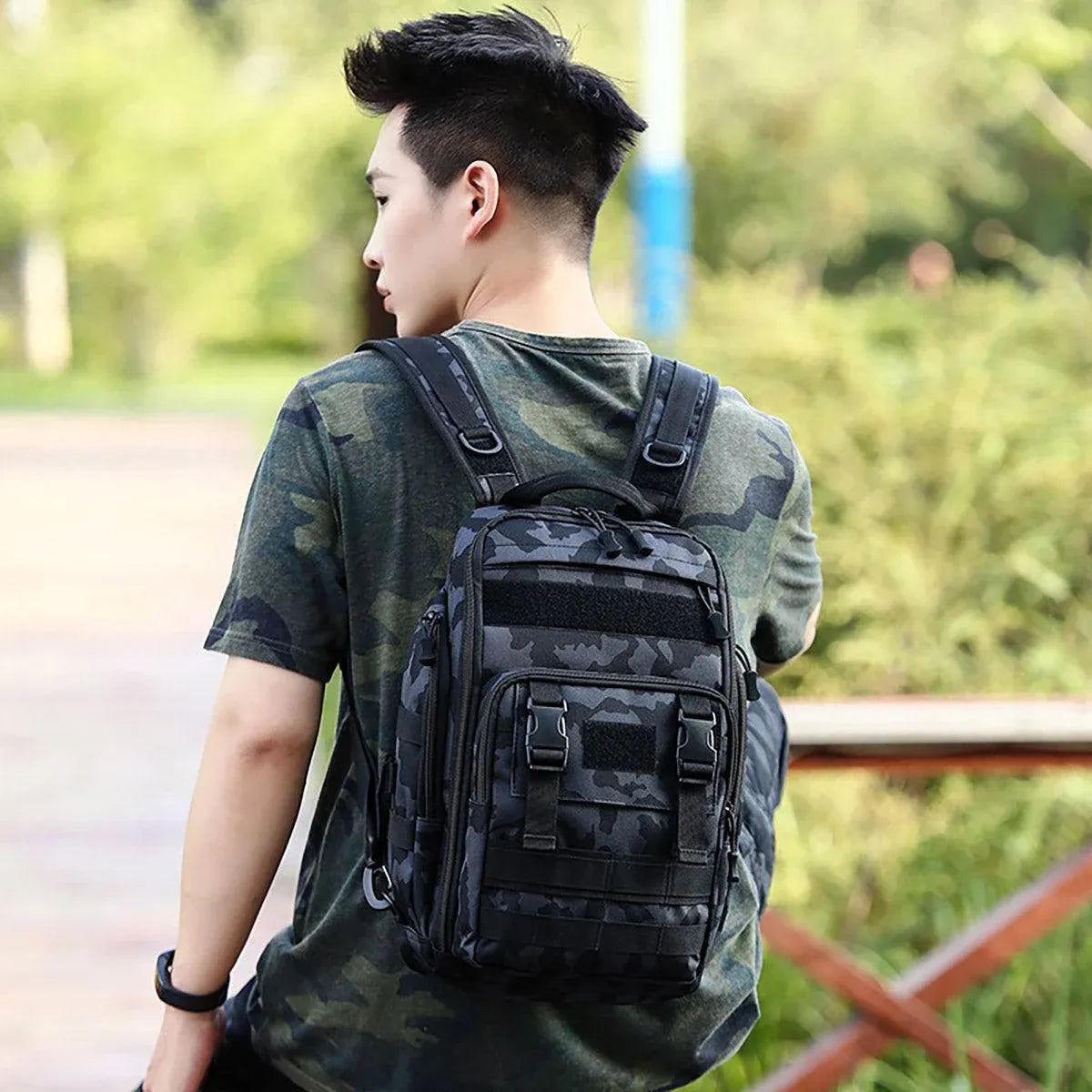 Fishing Tackle Backpack Storage Bag Shoulder Fishing Gear Bags Outdoor Backpack - Black
