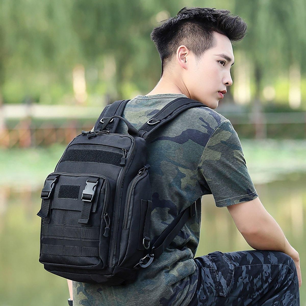 Fishing Tackle Backpack Storage Bag Shoulder Fishing Gear Bags Outdoor Backpack - Night Camouflage