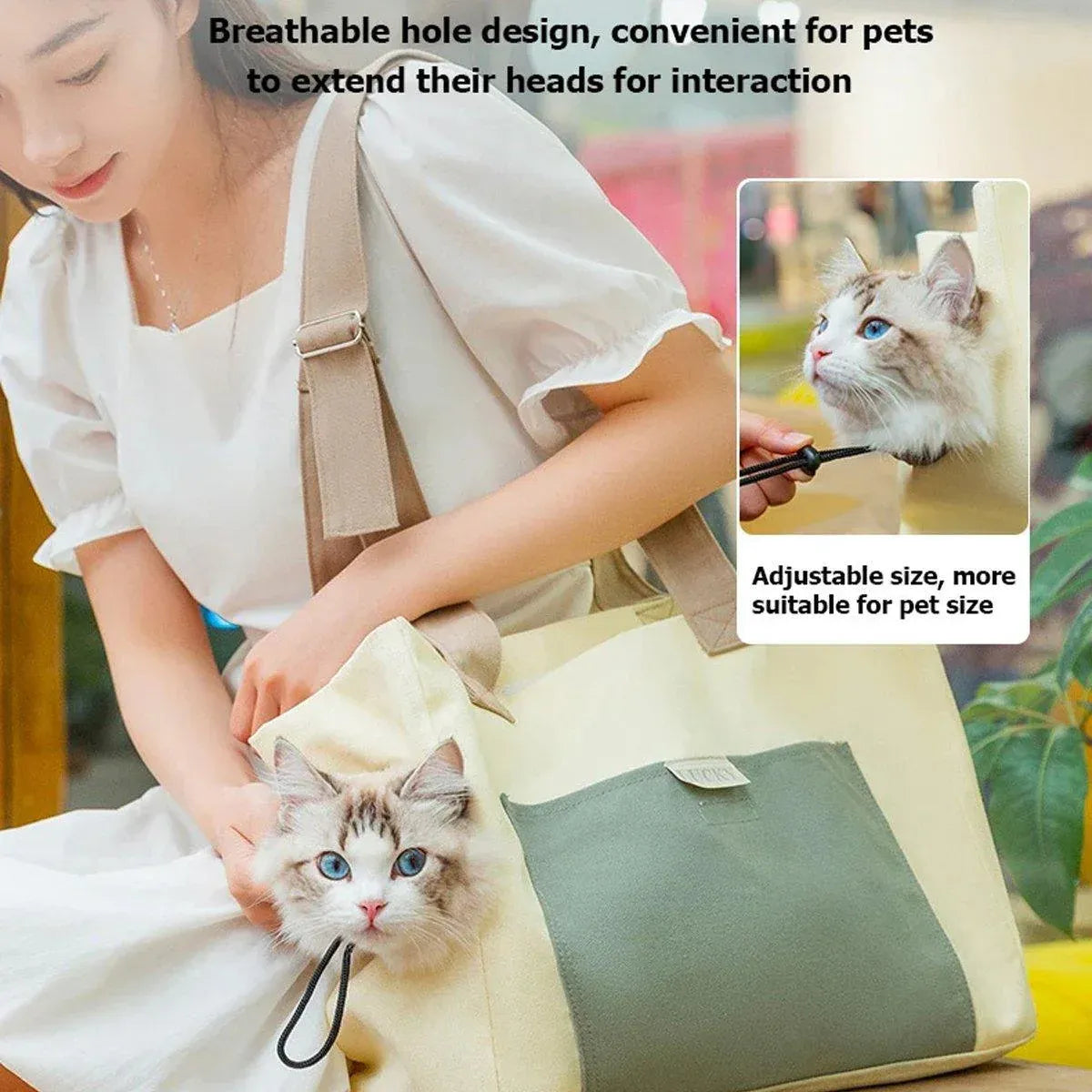 Portable Breathable Adjustable Crossbody Pet Carrier Bag Large Capacity for Pet - Green