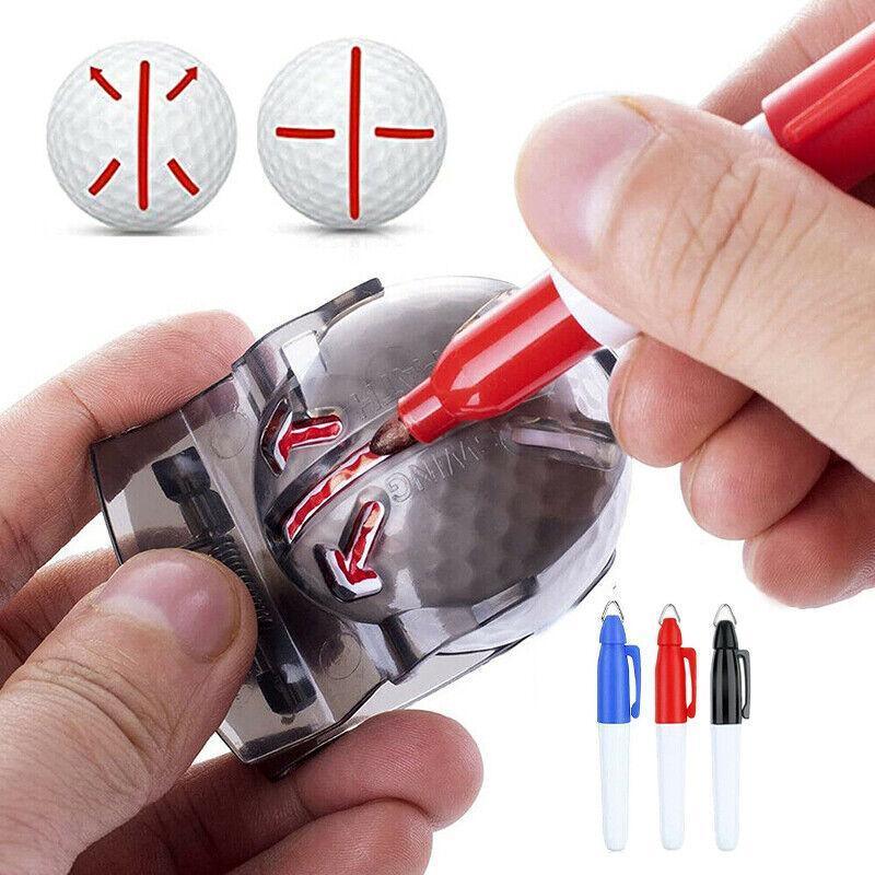 Sports Alignment Golf Ball Marker 3 Line Tool Drawing Liner Set Stencil Au Stock - Green+Yellow