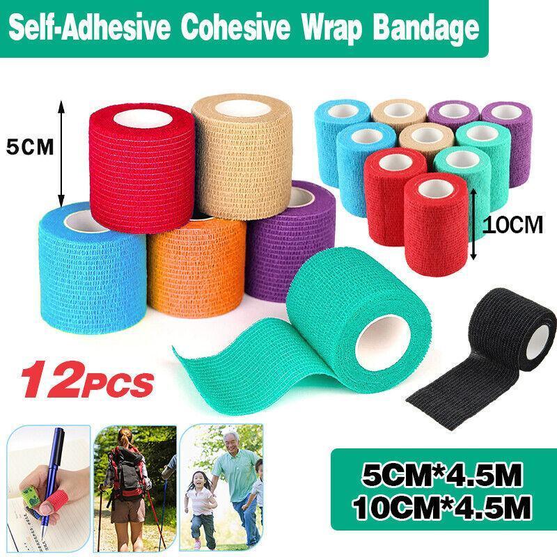 12 Pack Self Adhesive Cohesive Wrap Bandage for Pets and Everyday Protection - 12PCS(5CM*4.5M)