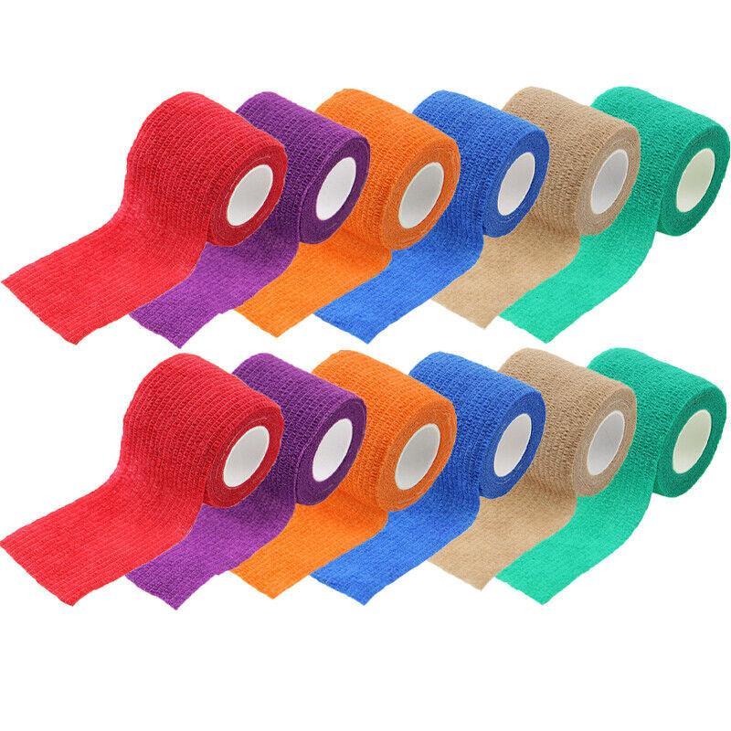 12 Pack Self Adhesive Cohesive Wrap Bandage for Pets and Everyday Protection - 12PCS(5CM*4.5M)