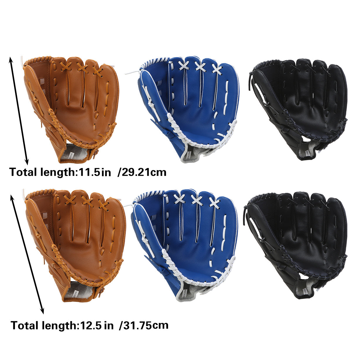 Baseball Glove Thickened Softball Glove Pitcher Mitt Sports Training Outdoor - Blue - 12.5in