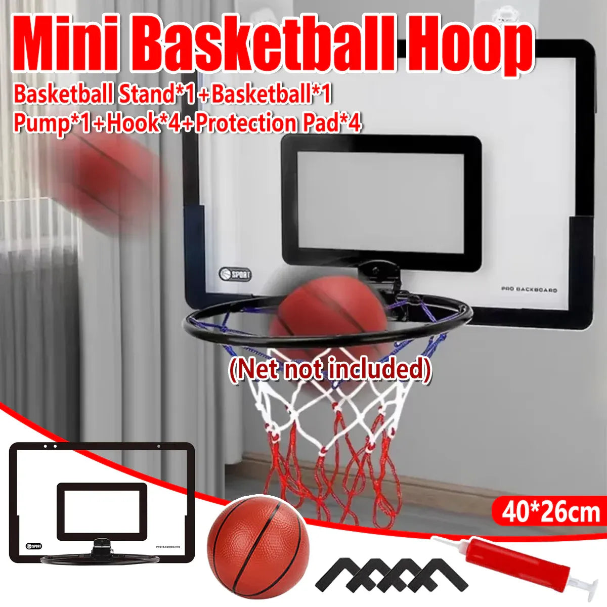 Wall Mounted Foldable Basketball Stand Indoor Outdoor Hoop Frame for Young Players