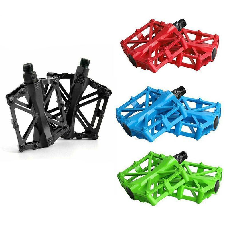 Bike Pedals Alloy Mountain Road MTB Colored Bicycle Nonslip Cycling Pedals 9/16" - Black
