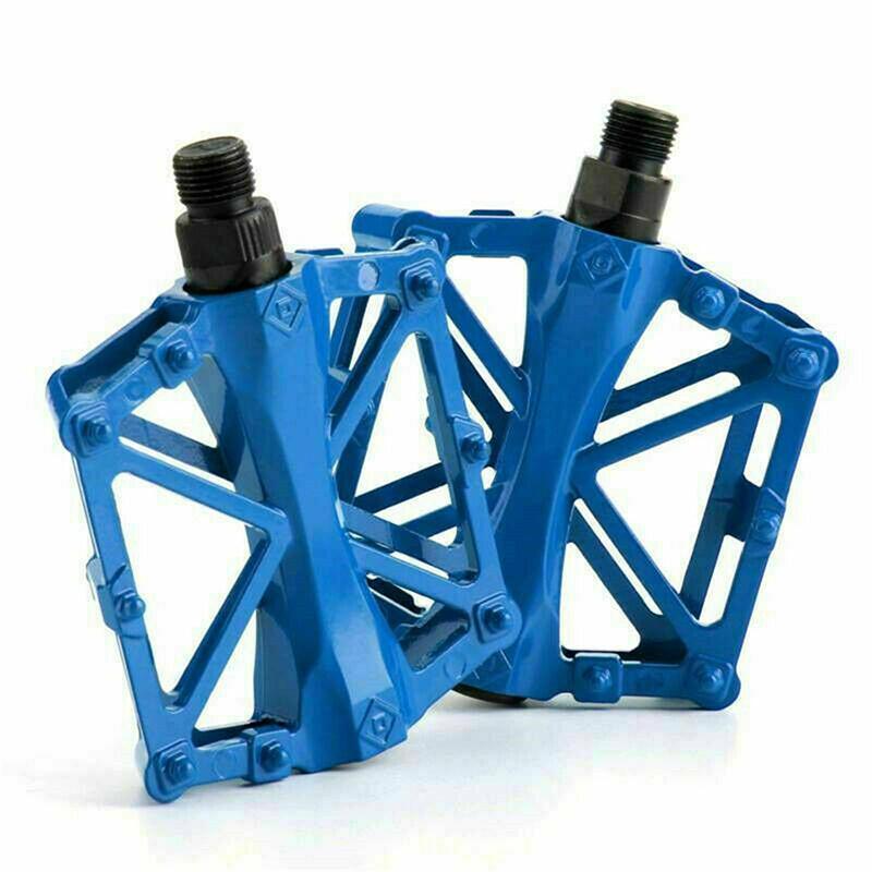 Bike Pedals Alloy Mountain Road MTB Colored Bicycle Nonslip Cycling Pedals 9/16" - Black