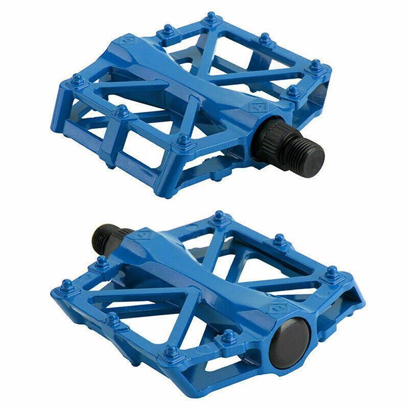Bike Pedals Alloy Mountain Road MTB Colored Bicycle Nonslip Cycling Pedals 9/16" - Blue