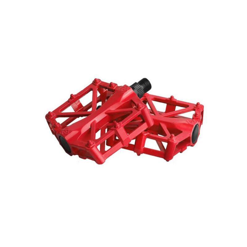 Bike Pedals Alloy Mountain Road MTB Colored Bicycle Nonslip Cycling Pedals 9/16" - Red