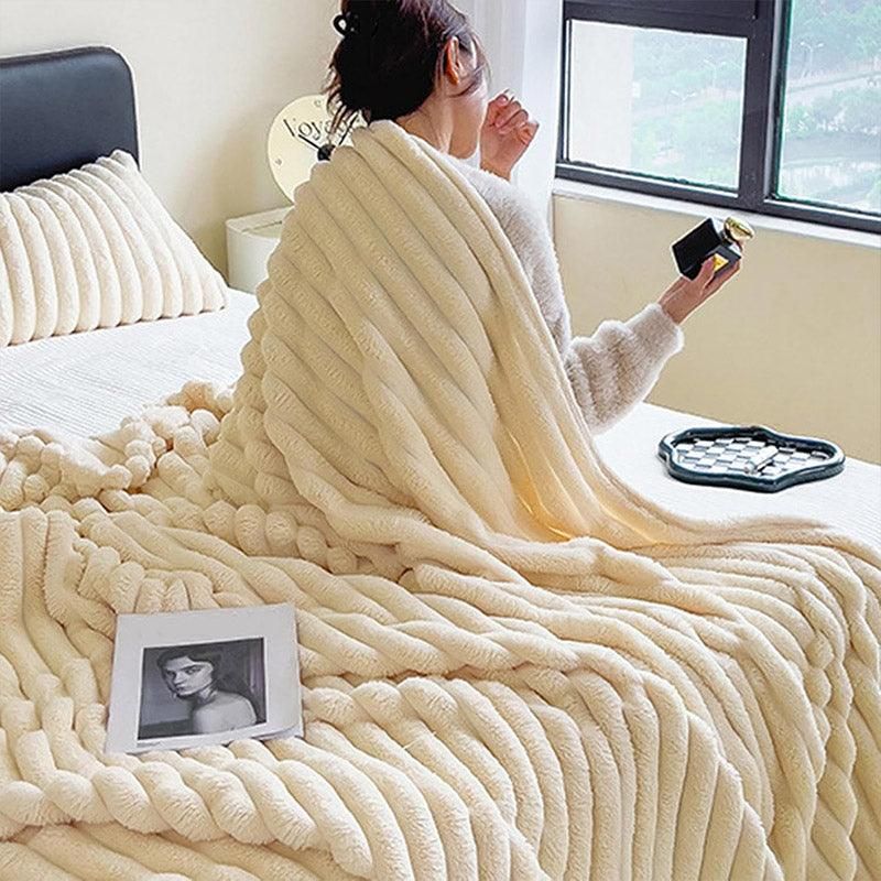 Plush Blanket Leisure Blanket Autumn Winter Warm Nap Throw Soft Cozy - Grey-100x150cm