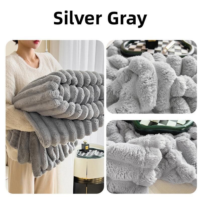 Plush Blanket Leisure Blanket Autumn Winter Warm Nap Throw Soft Cozy - Grey-100x150cm