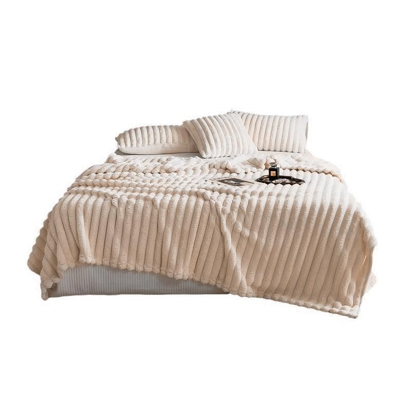 Plush Blanket Leisure Blanket Autumn Winter Warm Nap Throw Soft Cozy - Khaki-100x150cm