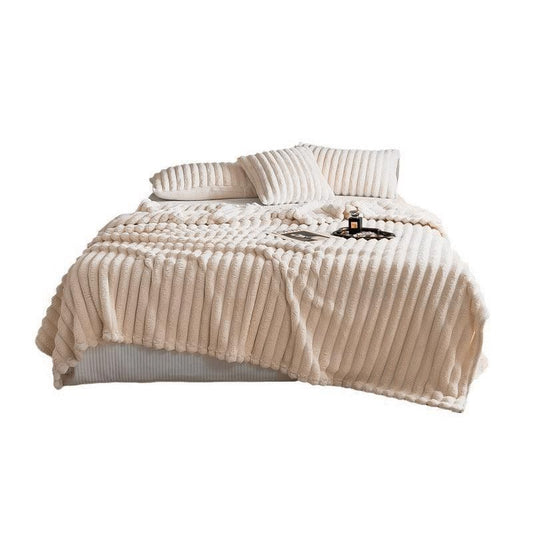 Plush Blanket Leisure Blanket Autumn Winter Warm Nap Throw Soft Cozy - Khaki-100x150cm