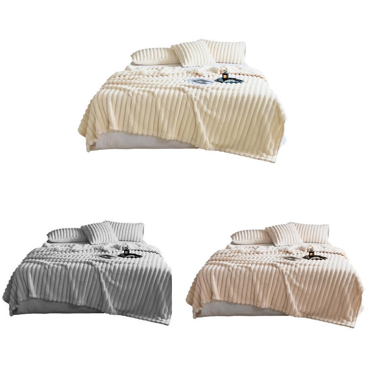 Plush Blanket Leisure Blanket Autumn Winter Warm Nap Throw Soft Cozy - White-100x150cm