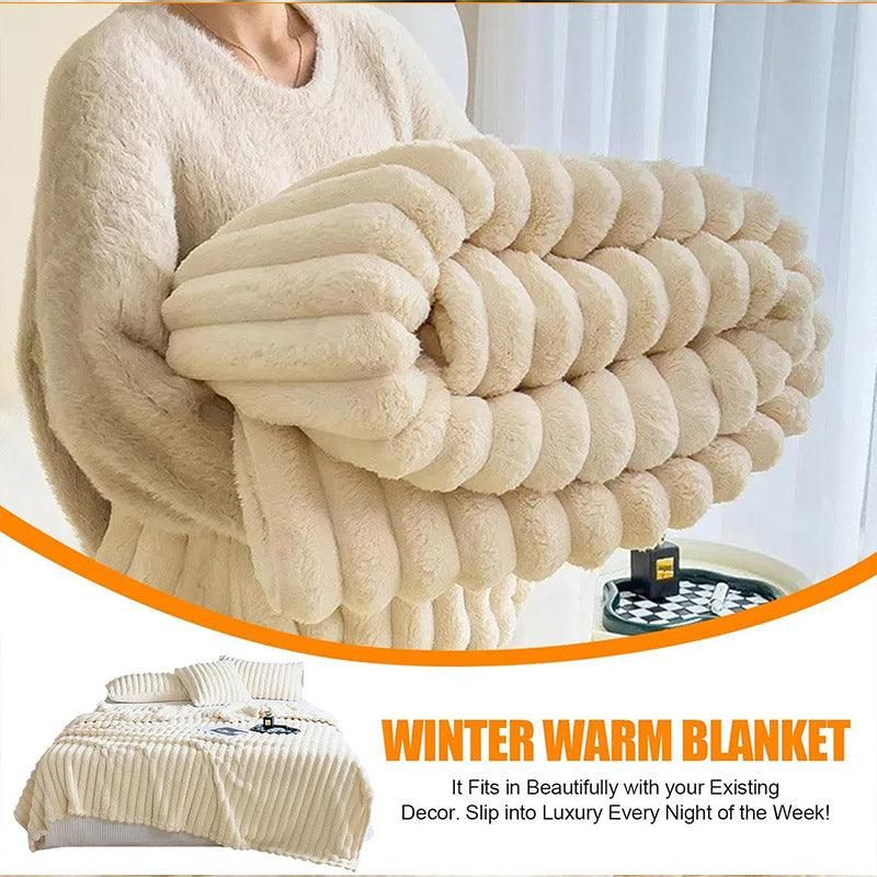 Plush Blanket Leisure Blanket Autumn Winter Warm Nap Throw Soft Cozy - White-150x200cm