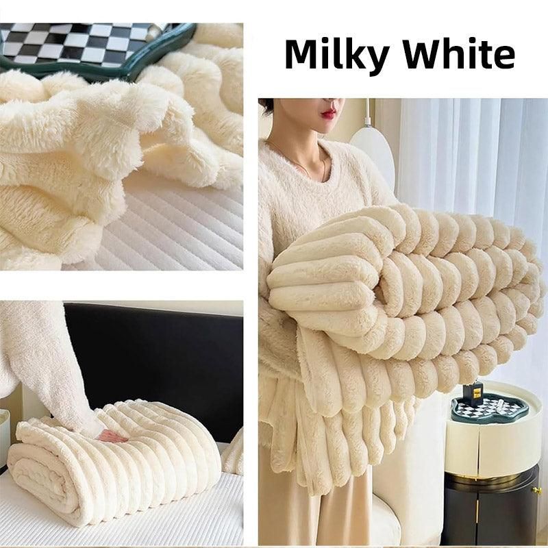 Plush Blanket Leisure Blanket Autumn Winter Warm Nap Throw Soft Cozy - White-150x200cm