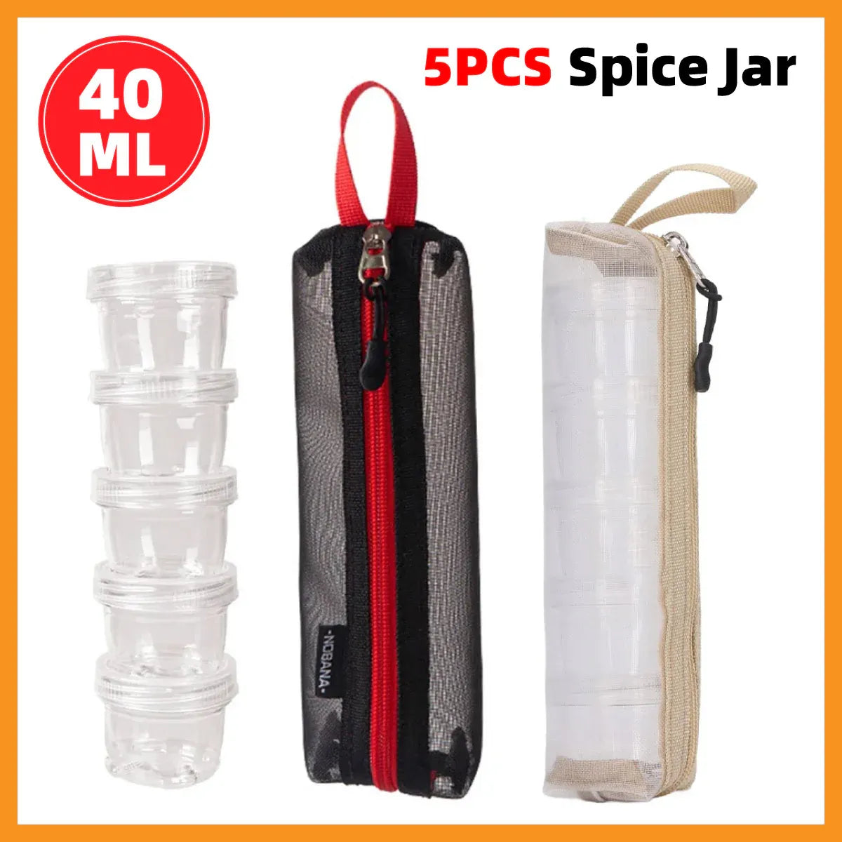 5PCS Outdoor Camping Spice Container Set Travel BBQ Seasoning Storage Box Use - White