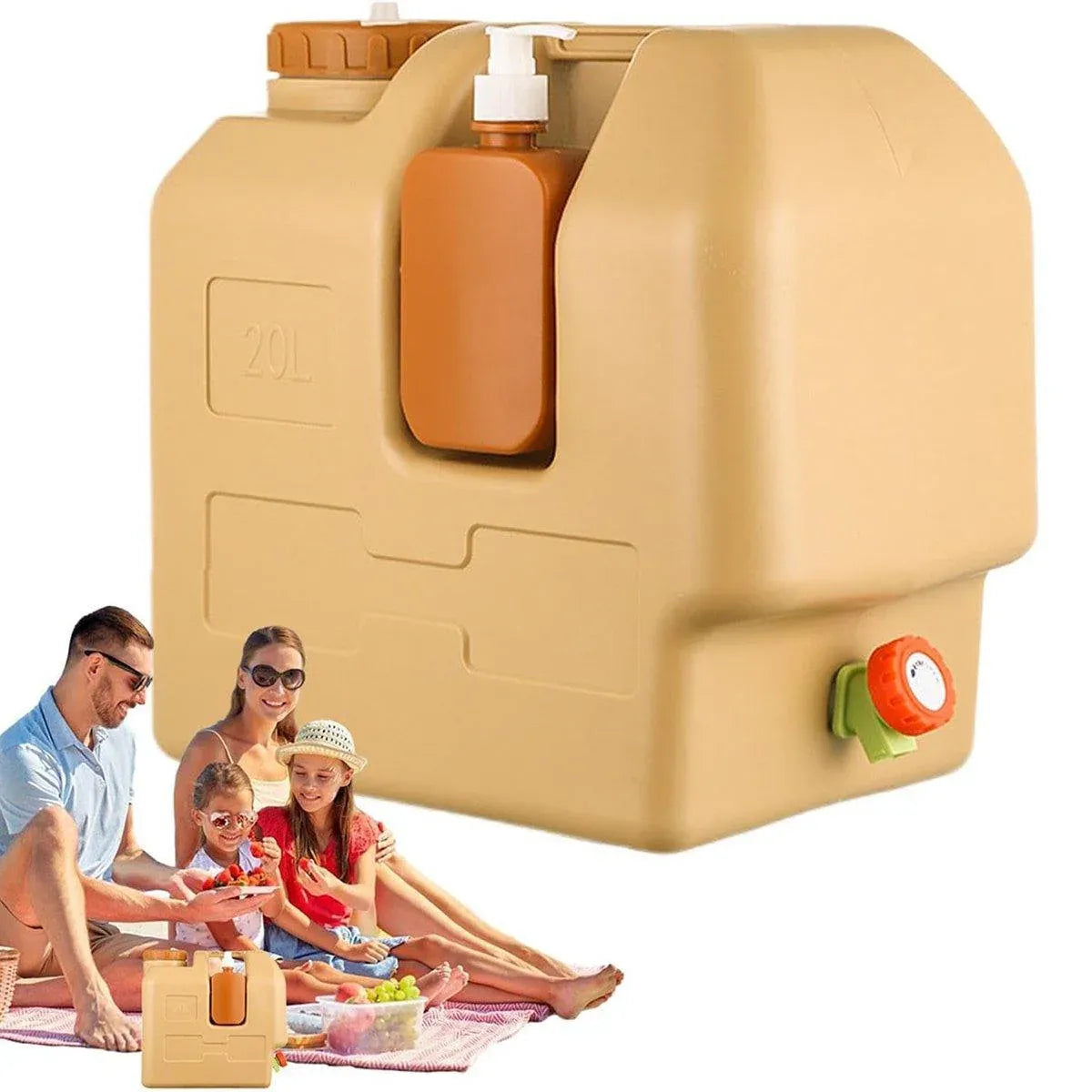 20L Outdoor Camping Portable Storage Bucket with Tap Drinking Water Container