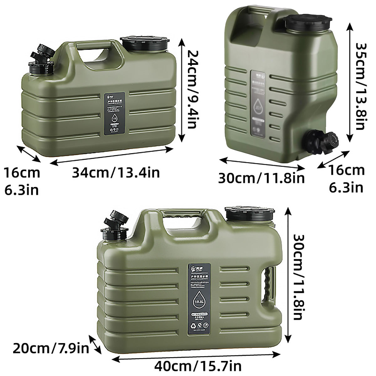 Outdoor Camping Water Storage Bucket with Faucet Portable Square Drinking Tank - 18L