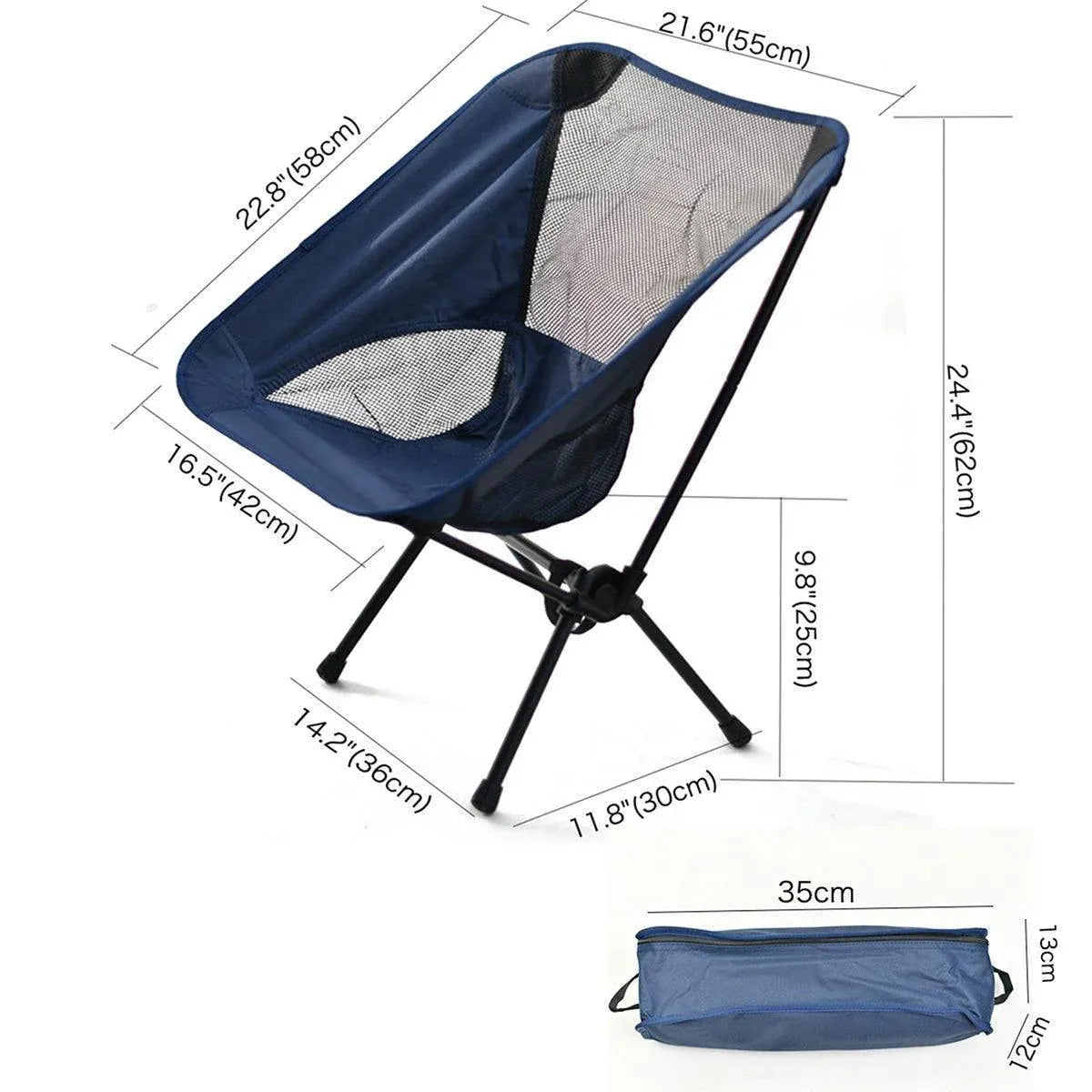 Outdoor Portable Lightweight Folding Camping Chair High Back Fishing Chair - Black