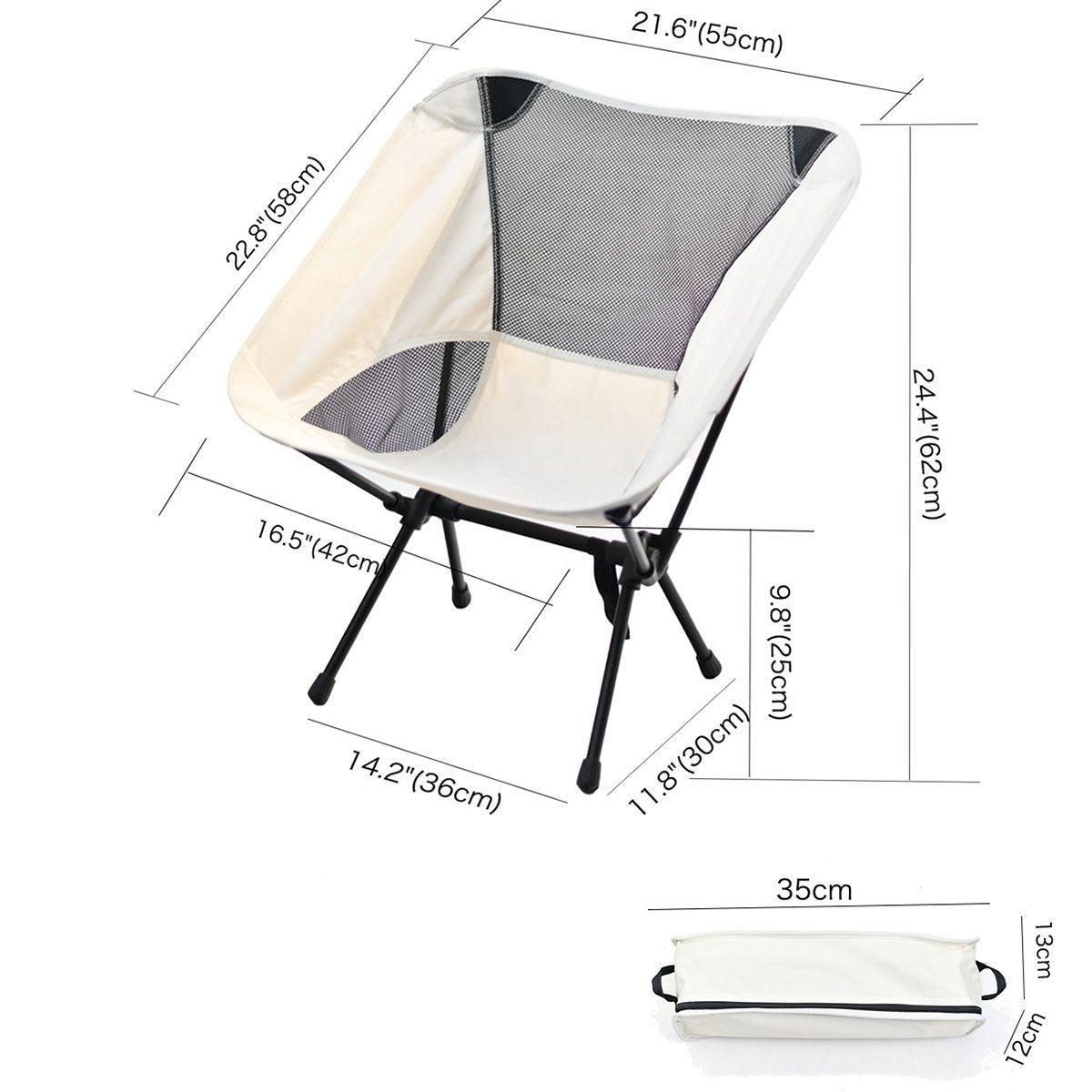 Outdoor Portable Lightweight Folding Camping Chair High Back Fishing Chair - White
