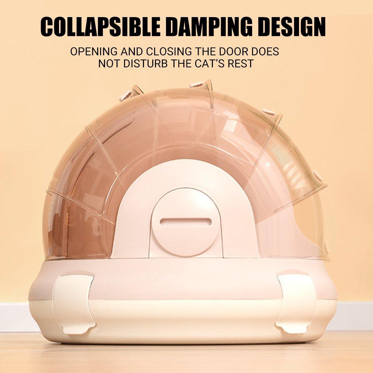Portable Cat Carrier Space Capsule Large Capacity Aviation Travel Kitty Basket - Champagne