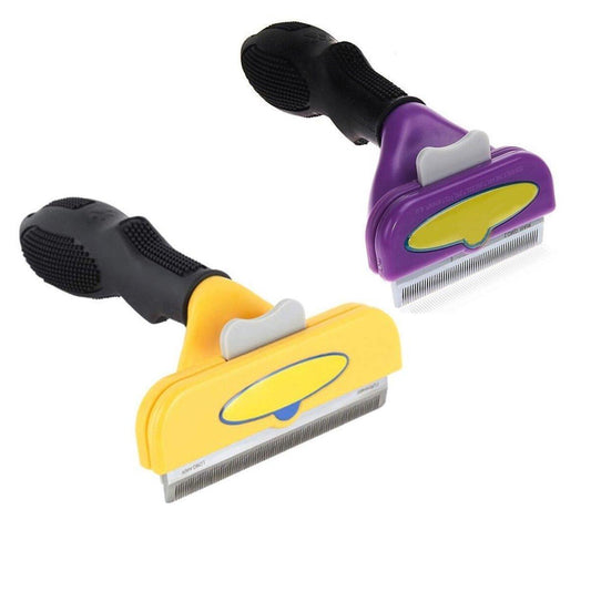 Pet Hair Removal Brush Deshedding Tool for Cats Dogs Grooming Comb Fur Remover - Purple