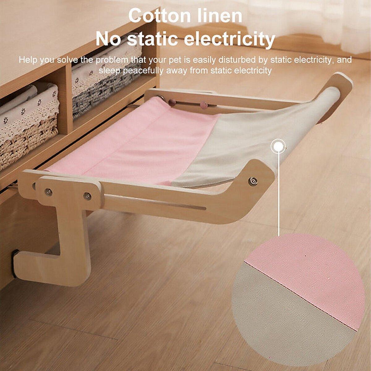 Window Hanging Cat Hammock Solid Wood Sun Bed Nest for All Seasons Durable - Grey+Orange