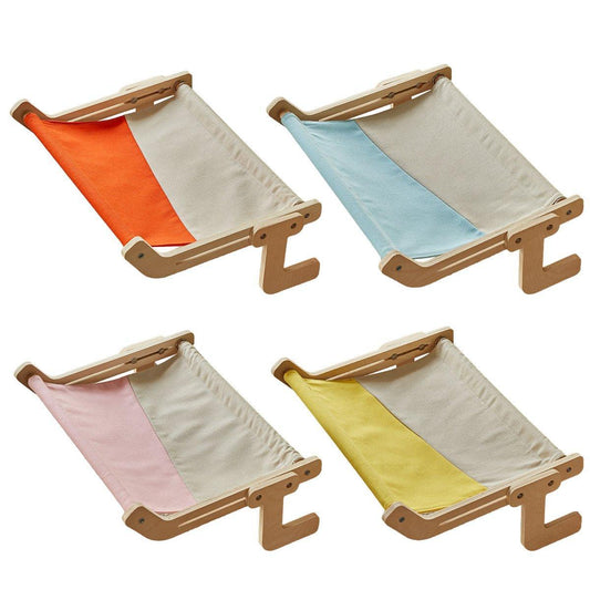 Window Hanging Cat Hammock Solid Wood Sun Bed Nest for All Seasons Durable - Grey+Pink