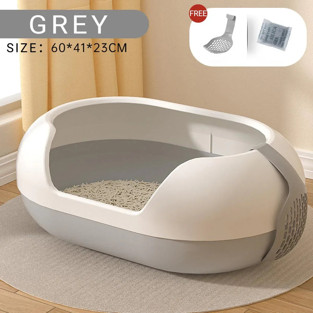 Large Semi Closed Cat Litter Box Covered Litter Pan for Cats Easy Clean Design - Green