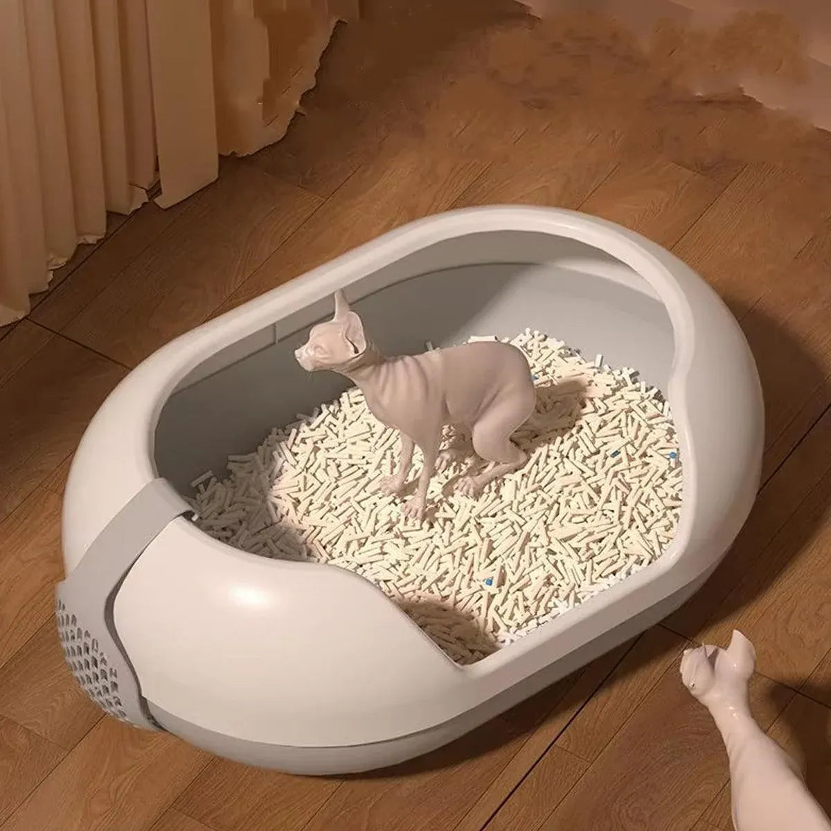 Large Semi Closed Cat Litter Box Covered Litter Pan for Cats Easy Clean Design - Green