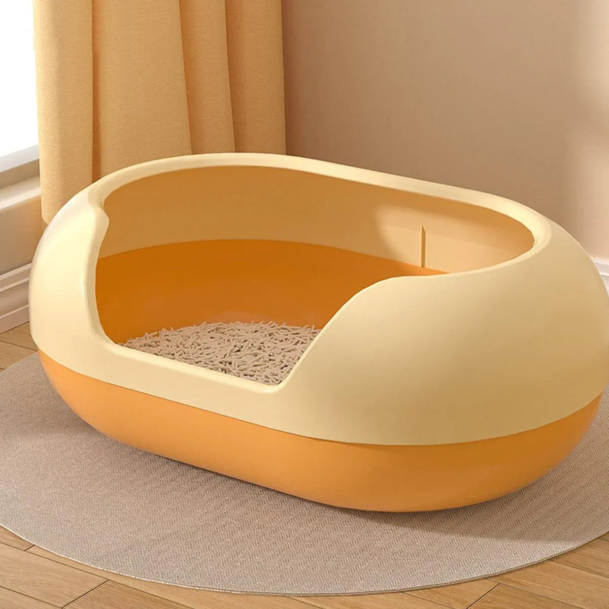 Large Semi Closed Cat Litter Box Covered Litter Pan for Cats Easy Clean Design - Green