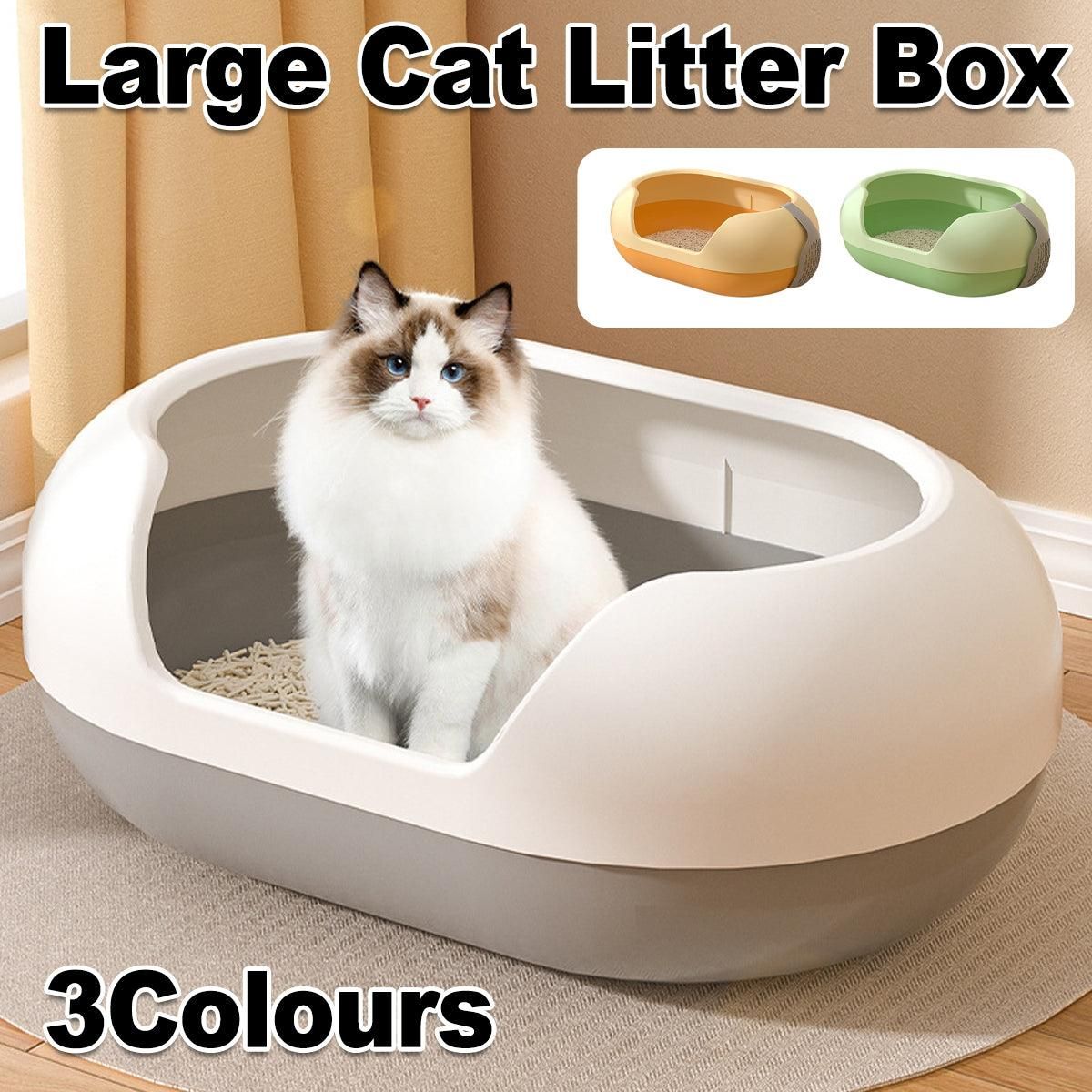 Large Semi Closed Cat Litter Box Covered Litter Pan for Cats Easy Clean Design - Green