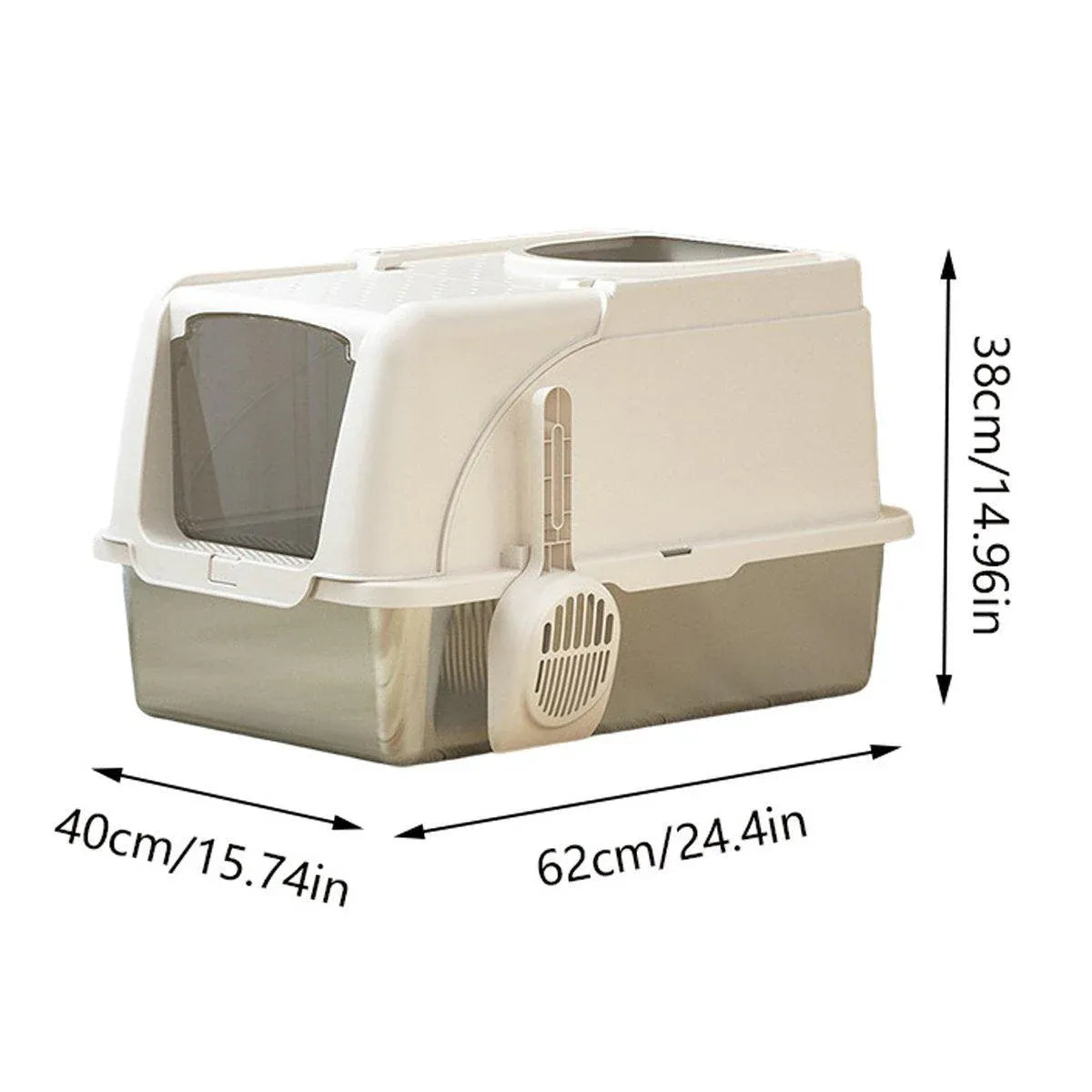 Durable Stainless Steel Cat Litter Box Pan Pet Toilet Odor Control Tray Large - Grey