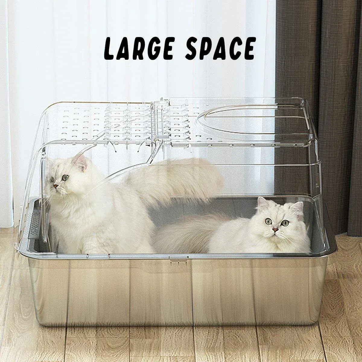 Durable Stainless Steel Cat Litter Box Pan Pet Toilet Odor Control Tray Large - White