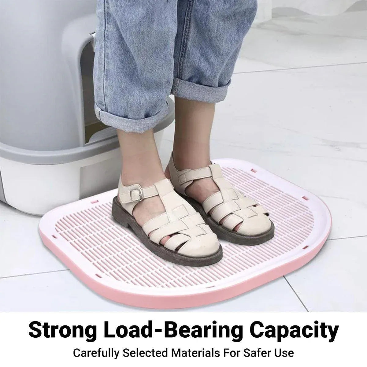 Anti Spill Cat Litter Mat Double Layer Pet Toilet Mat for Litter Box - Pink