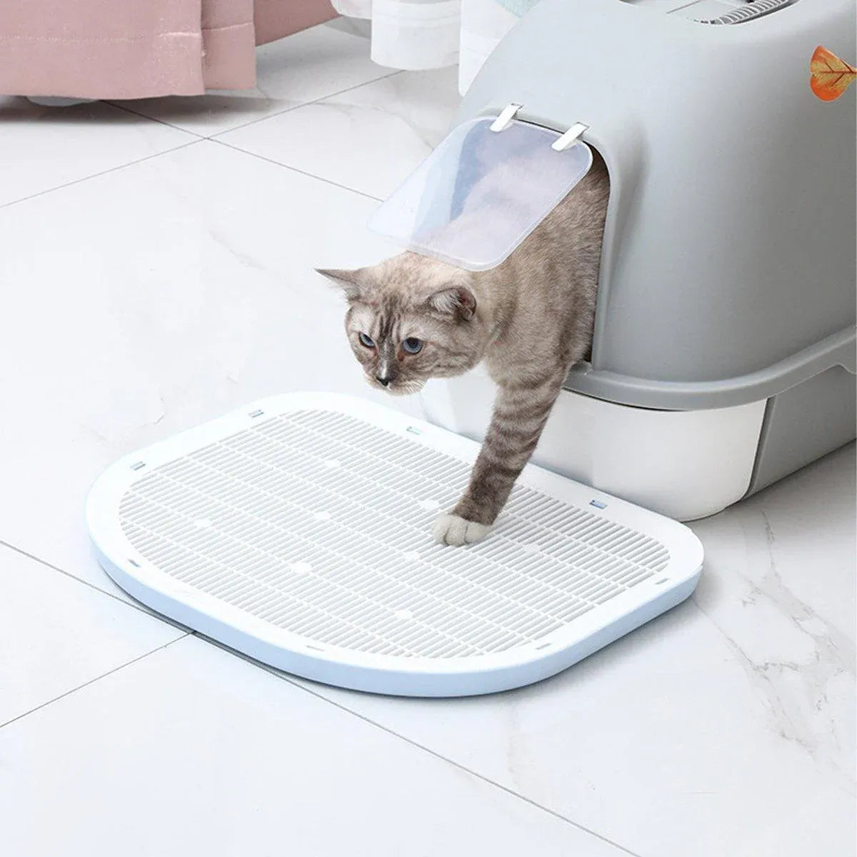 Anti Spill Cat Litter Mat Double Layer Pet Toilet Mat for Litter Box - Pink